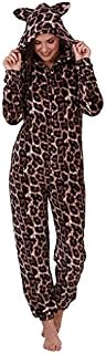 Loungeable Boutique Ladies Snuggly Novelty 3D Hood Leopard Luxury Flannel Fleece Onesie in Sizes 8-22
