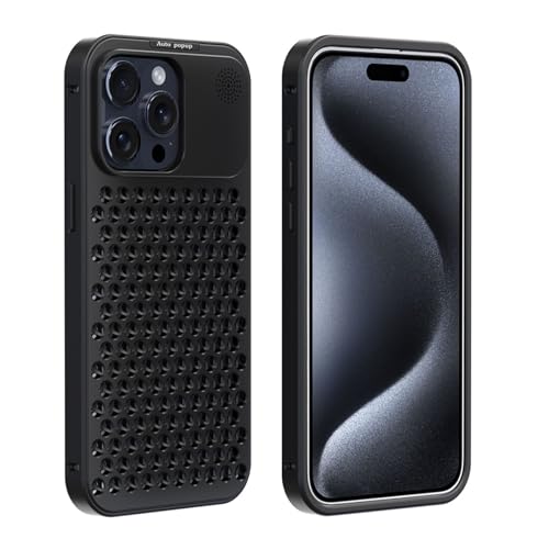 Coque iPhone 16 Pro Max design creux métal noir idéale pour le gaming et les voyages