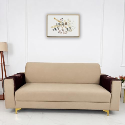 Image of Homerz Premium 'Luxe Series' Sofa Cover | Holland Velvet Fabric | Smooth Finish | Anti-Slip Fleece Backing Couch Protector (Maroon, 2 pc Armrest, Armrest)