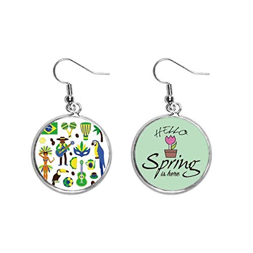 Pendientes de guitarra con loro de fútbol, joyería artesanal de Brasil