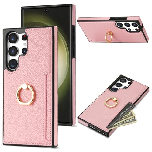 Coque Samsung Galaxy S23 Plus rose : étui silicone antichoc avec anneau et porte-cartes