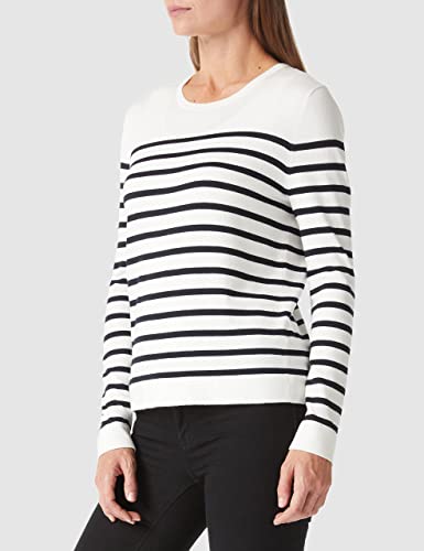 Lavidence Women’s Spring Lightweight Casual Pullover Long Sleeve Crewneck Striped Knitted Sweater (White,Xl) #TOP3