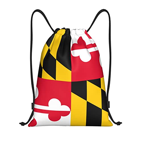 Maryland MD State Flags Drawstring Bags Unisex Drawstring Backpack 3D Print Lightweight Daypack Sports Gym Bag Small