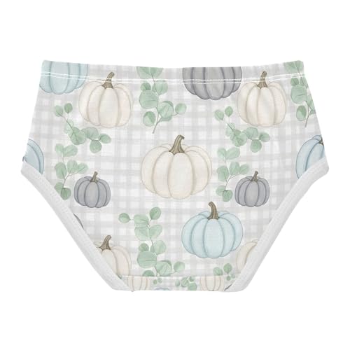 Toddler Panties, Pastel Pumpkins Blue Girls' Cotton Brief Underwear, 2–8 Years2