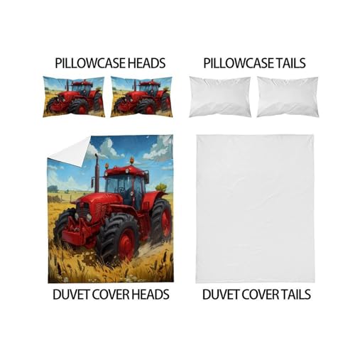 Housse de couette tracteur fermeture éclair ensemble de lit 3 pièces imprimé - 4