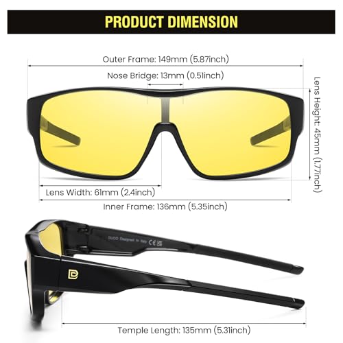 Image of DUCO Sports Polarized Fit Over Sunglasses for Men Women Wrap Around Wear Over Glasses for Cycling Fishing