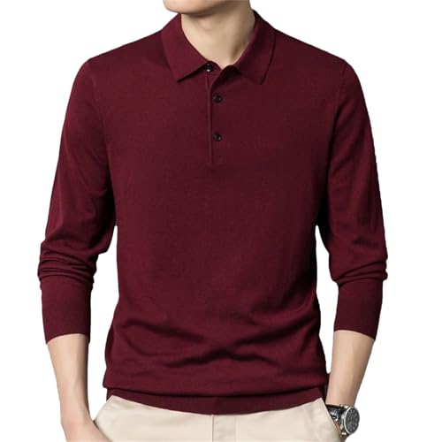 Dcvmvmn Mens Spring Sheep Wool Knit Casual Turn-Down Collar Pullovers Sweater Male Long Sleeve Kniwear