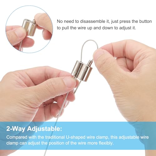 Image of PATIKIL 2 Pcs Adjustable Picture Hanging Wire Kit, 5m /16.4ft, Silver, Stainless Steel, 1.5mm Wire, 4.5kg-45kg Capacity