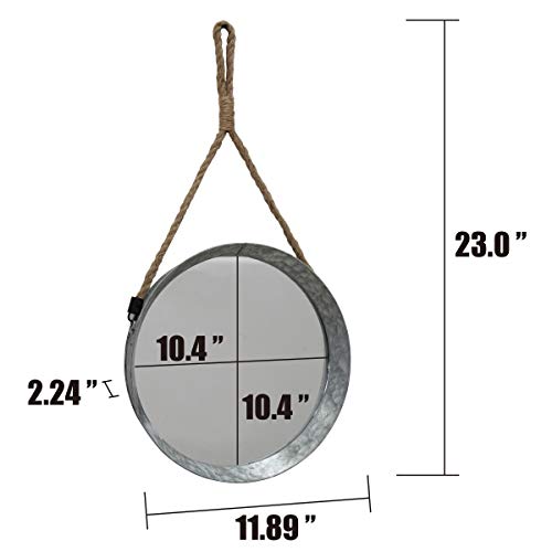 Stonebriar-Rustic-Round-Galvanized-Metal-Mirror-with-Rope-Hanging-Loop-Farmhouse-Home-Decor-For-Bathroom-Bedroom-and-Living-Room-119-Grey Stonebriar Rustic Round Galvanized Metal Mirror with Rope Hanging Loop Farmhouse Home Decor For Bathroom Bedroom and Living Room 119 Grey