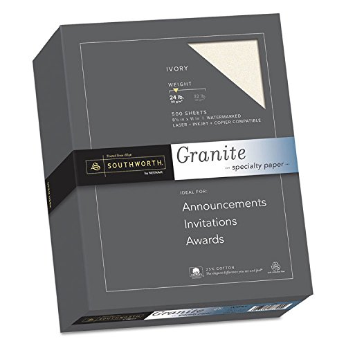 Southworth 934C Fine Granite Paper- 24 lbs.- 8-1/2 x 11- Ivory- 500/Box