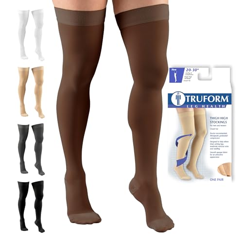Truform 20-30 mmHg thigh-high compression stockings, unisex, dot top