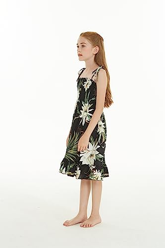 Image of Family Matching Hawaiian Clothes, Wispy Cereus Black | Lightweight 100% rayon • Family matching outfits • Tropical floral print • Beach vacations • Luaus • Cruises • Family photos