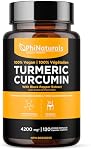 Turmeric Curcumin with Black Pepper Extract - 500mg per Capsule - 4200 mg Whole Tumeric Curcuma Root Equivalent Per 3 Capsules Serving - PhiNaturals Turmeric Supplement