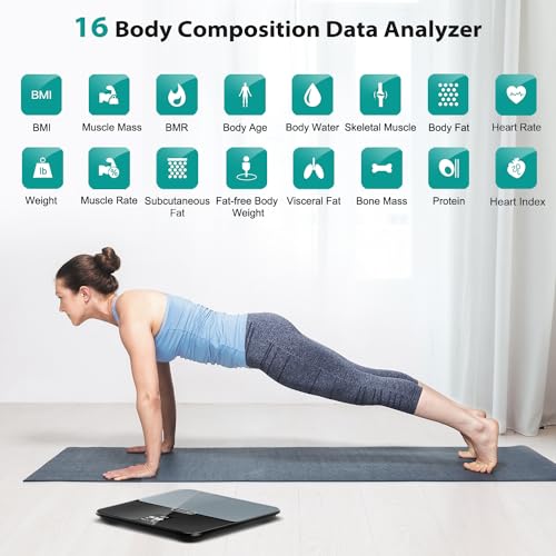 ABLEGRID Body Fat Scale,FSA HSA Eligible Smart WiFi Digital Bathroom Scale for Body Weight and Fat Percentage,16 Accurate Body Compositions Analyzer with BMI,Heart Rate,Fitness App,Rechargeable,400lb - Image 5