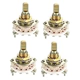 uxcell 4Pcs 10Pin 2P4T 2 Pole 4 Position Selectable Single Deck Band Selector Rotary Switch