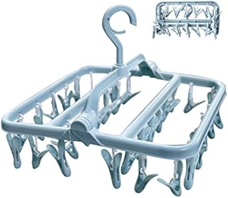 LIVXURY 32 Peg Foldable Drying Rack, Windproof, Drying rack, Laundry rack, Clothes drying rack, Clothes dryer, Sock dryer, Dryer rack, Sock Underwear hanger, Clothes pegs, Laundry airer (Blue)