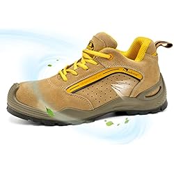 Botas De Seguridad De Cuero SAFEYEAR Safetoe Zapatos de Seguridad Hombres y Mujer, 7296YN Botas de Seguridad tipo de Cuero Transpirable, Puntera de Material Punta de Acerol Ligeros Calzado, Zapatillas Para Plantilla mas Comodas
