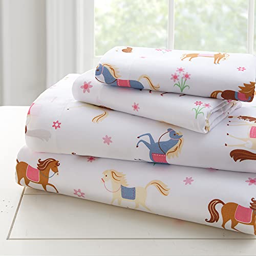 Wildkin Kids 5 Pc Twin Bed In A Bag For Boys And Girls, Microfiber Bedding Set Includes Comforter, Flat Sheet, Fitted Sheet, One Pillow Case And One Sham (Horses) #TOP4