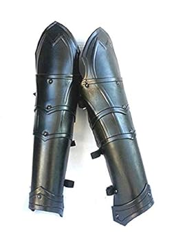 Medieval Leather Dark Greaves Leg Armor/LARP Fantasy Leg protection Guard