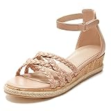 LAICIGO Girls Wedge Sandals Ankle Strap Platform Sandal Open Toe Braided Summer Kids Shoes