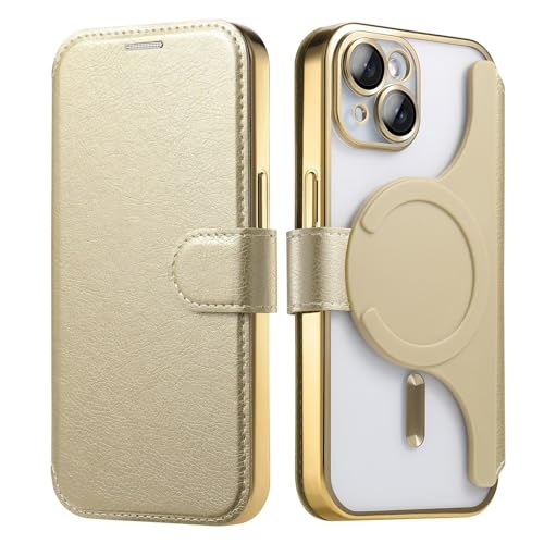 magsafe対応ケース iphone15プラス 手帳型ケース 磁気ポケット 分離可能 iphone15プラス ケース マグセーフ対応 ウォレットケース取り外し可能な磁気携帯電話プロテクター iphone15 plus ケース 可愛い カード収納 ワイヤレ