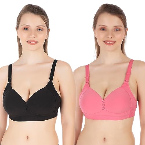 Image of Tweens Lite Wite - Minimiser Medium Padded Cotton Lycra Bra (Plus Size) - Triple Hook - Full Coverage - Wirefree - Seamless T-Shirt Bra