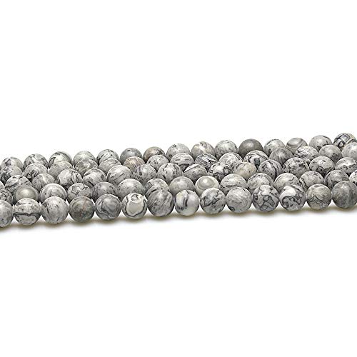 Mjdcb Aaa Natural Map Stone Beads Gray Picasso Stone Beads For Diy Bracelet Making 15" (4Mm) #TOP2