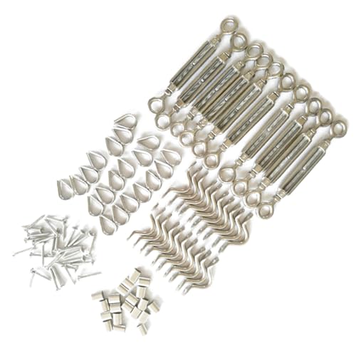 CHILDWEET kit de 110 tensores de acero inoxidable 316 para cable de alambre con tensor de cable de ojo para cable de 3.2 mm miniatura 1