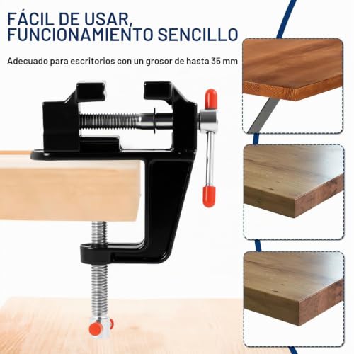 Miniatura 3 de Mini Tornillo De Banco De 35 Mm De Aleación De Aluminio, Pequeño Tornillo De Mesa Para Sujetar, Banco De Trabajo Portátil Para Bricolaje, Joyas, Modelismo Y Pequeños Trabajos De Reparación