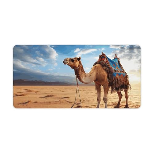 Tapis de bureau 60x30 cm bleu camel avec base antidérapante en caoutchouc