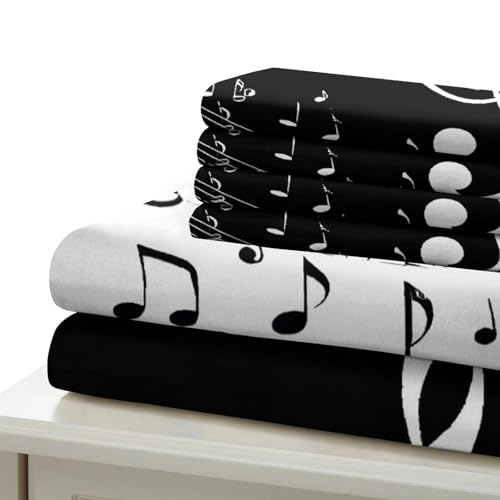 Parure de lit 3D notes de musique ultra douce en microfibre avec fermeture éclair