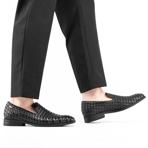 Image of JITAI Men's Dress Shoes - Casual Rubber & Leather Loafers for Men - Fashion Business Formal Wear