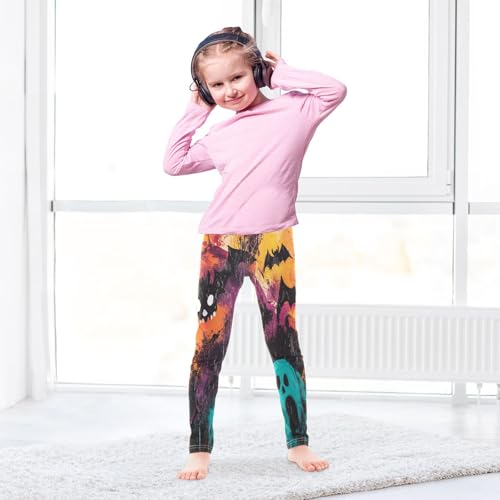 Halloween Spooky Bat Spider Ghost Girls Casual Leggings for Kids Printed Long Pant Bottoms Stretch and Soft4