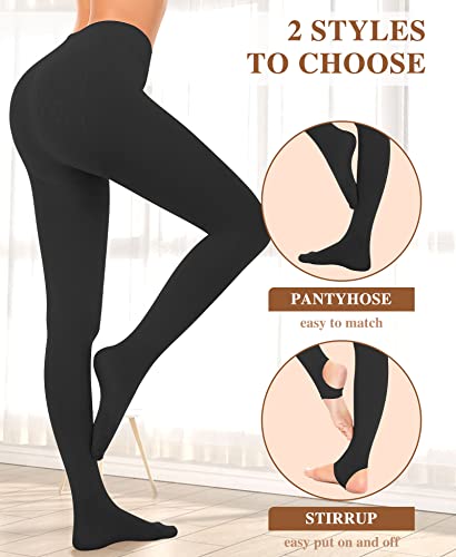 Image of DOCUMO Women's Tights 80 Denier Opaque Tights Soft Solid Color High Waist Stretchy Pantyhose