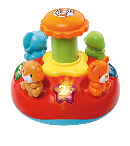 VTech Push & Play Spinning Top | Music, Lights, Animals, Shapes and Colours | Great for Motor Skill, Tactile Stimulation, Language Development & Suitable for Ages 6 Months +