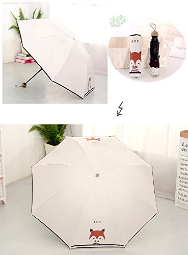 Toim Cute Cartoon Umbrella Double Layer Telescopic Umbrella Folding Umbrella Sunshine Shading And Rainproof Umbrella Anti-Uv Sun Rain Umbrella Sunshade (Fox) #TOP3