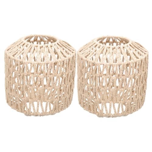 Happyyami 2個 風紙紐吊り下げランプシェード 耐久性ある手織りデザイン 天井ライトカバー 照明器具対応 軽量で変形防止 和風インテリアに