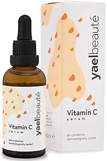Yael Beauté Vitamin C Serum with Hyaluronic Acid  Made in the UK  Vegan 99% Natural  Suitable for Derma Roller  Anti Aging & Anti-wrinkles  Facial Brightening  Face and Skin Care  Vegan  50ml