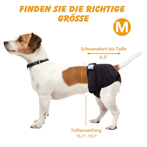 3 Stück Wiederverwendbare Hundewindeln, Verdickte Hochsaugfähige Läufigkeitshose für Hündinnen Waschbare Hundewindel Hundehöschen Windeln für Hunde Läufigkeit Inkontinenz Lange Reisen (40-50cm, M)