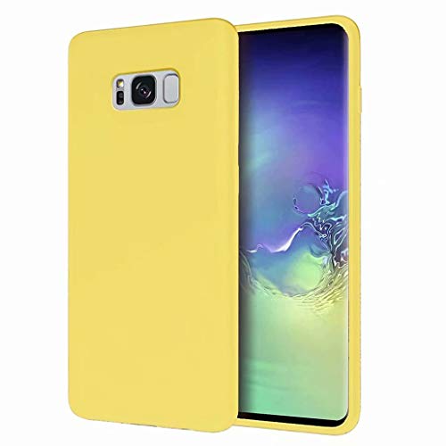 CRABOT Compatible con Samsung Galaxy S8+/S8 Plus Silicona Líquida Caso Cubierta de Goma Anti-caída Resistente a Los Arañazos Carcasa del Teléfono+1*(Protector de Pantalla Gratuito)-Amarillo