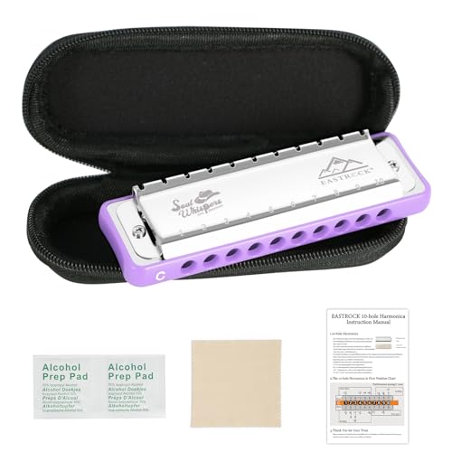 EASTROCK 10 Holes Blues Harmonica Key of C Mouth Organ with Case has Explosive Power For Adults Professionals Beginners CB05 Purple - Les Beatles, Paul McCartney, John Lennon, RIngo Starr, George Harrison EASTROCK 10 Holes Blues Harmonica Key of C Mouth Organ with Case has Explosive Power For Adults Professionals Beginners CB05 Purple – Image 6