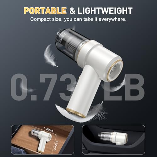 Image of KMM Handheld Car Vacuum Cleaner, 9000PA Vacuum Cleaner & Air Duster, 120W High Power Vacuum Portable Cordless, Hand Held Vacuum Rechargeable with Multi-Nozzles & LED Light for Home, Car, Office