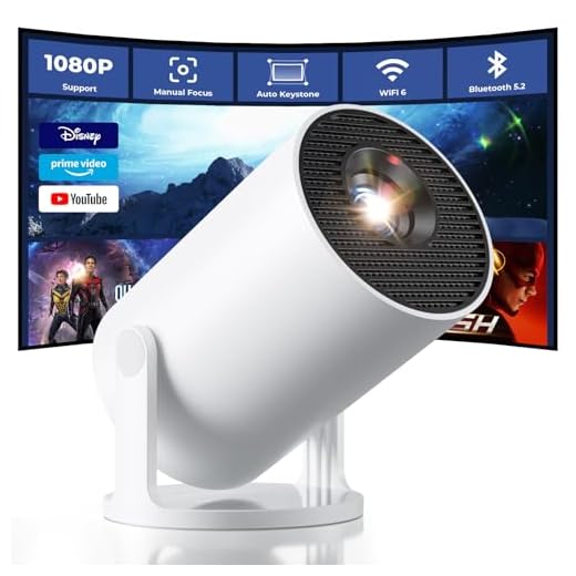CLOKOWE Mini Projector with WiFi and Bluetooth, Built-in Apps, Smart Portable Projector with 180° Rotation, Auto Keystone, Support 1080P, Compatible with HDMI/USB/TV Stick/Smartphone/Laptop