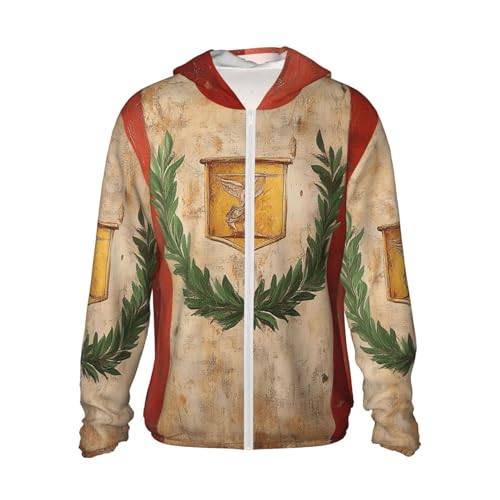 UPF 50+ Sun Protection Hoodie Long Sleeve Roman Italian Flag Sun Shirt Rash Guard Fishing Shirts for Men