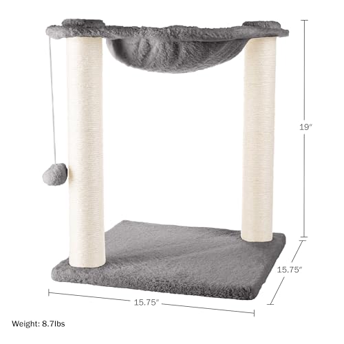 Casa para gatos con postes para rascar y juguete colgante miniatura 2