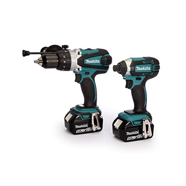 Makita 18 V 2 x 5 Ah Li-Ion Hammer Drill/Impact Driver Kit, 1 Stück, DLX2145TJ – Bild 3
