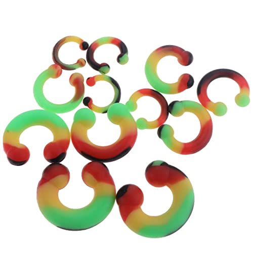 Deevoka 12 Peças de Silicone Colorido Circular Ferradura Septo Nariz Orelha Anéis Parafuso Prisionei
