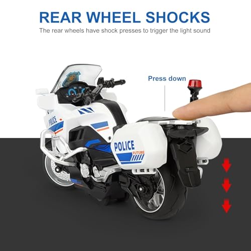 Image of Police Motorcycle Toy - Pull Back Motorcycle Toys, Tiny Gift with Music Lighting, Latte Motorcycles Toy for Kids Boys Age 3-8 Year Old [Multicolor] (Future-Multicolor)