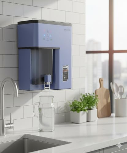 Image of Aqua Innovica RO Water Purifier with RO + UV + UF | Active Copper & Alkaline Technology | 10-Stage Purification || 10L Storage | 12 LPH | Wall Mount | Blue