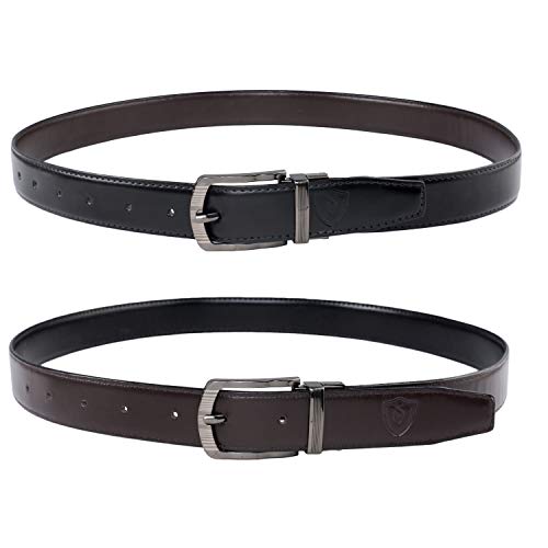 Image of Keviv PU-Leather Formal, Casual & Reversible Belts For Men (Black /Brown) (GB-)